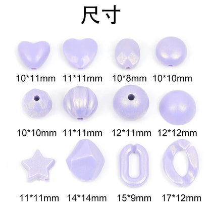 Acrylic mixed color beads plastic love five-pointed star through hole beads 500G