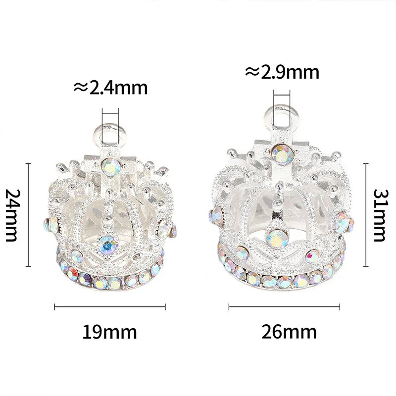 Vintage alloy rhinestone stereo crown pendant | Metal Rhinestone Bead for DIY Jewelry & Bracelet Craft
