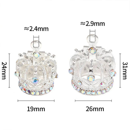 Vintage alloy rhinestone stereo crown pendant
