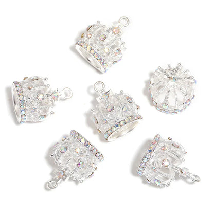 Vintage alloy rhinestone stereo crown pendant