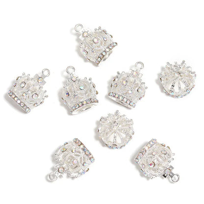 Vintage alloy rhinestone stereo crown pendant