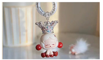 Vintage alloy rhinestone stereo crown pendant