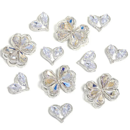 Fancy Silver Alloy Rhinestone love butterfly alloy through-hole beads loose beads
