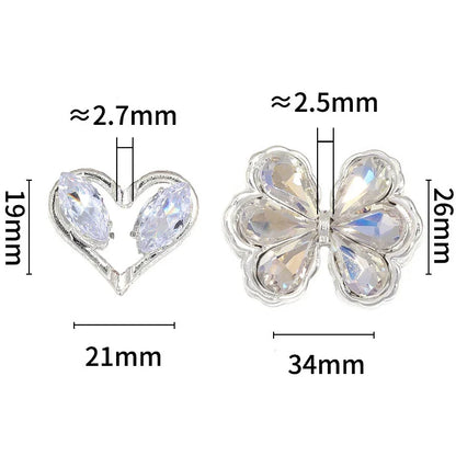Fancy Silver Alloy Rhinestone love butterfly alloy through-hole beads loose beads