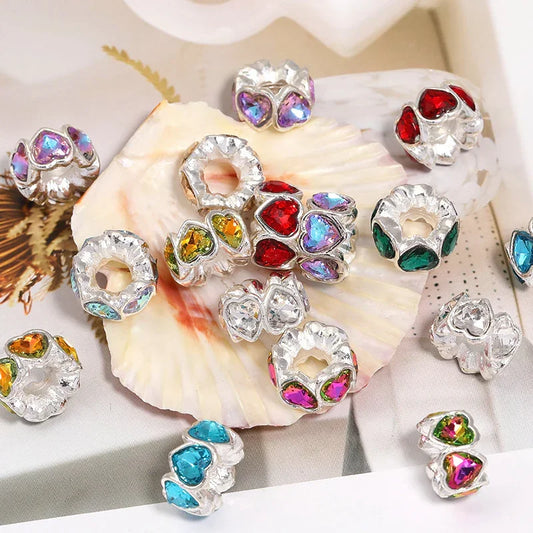 Fancy Silver Alloy Rhinestone Rhinestone Bead Beads