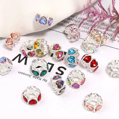 Fancy Silver Alloy Rhinestone Rhinestone Bead Beads