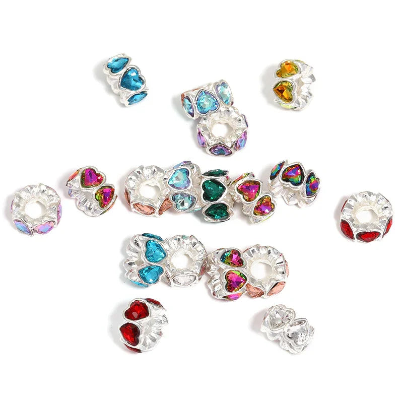 Fancy Silver Alloy Rhinestone Rhinestone Bead Beads | Metal Rhinestone Bead for DIY Jewelry & Bracelet Craft