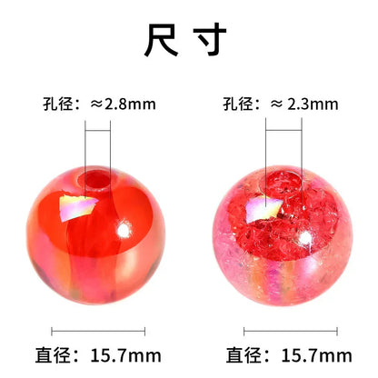 16mm acrylic plated color crack through hole mixed color beads 100PCS