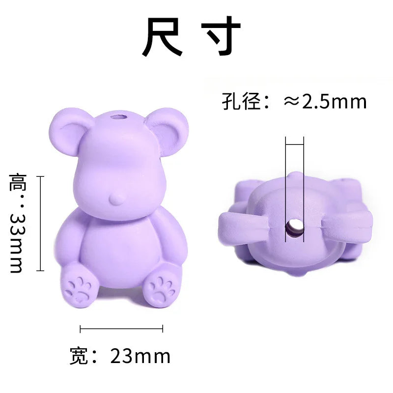 UV plated cartoon bear colored violent bear acrylic vertical hole | Acrylic Bead for DIY Bracelet Keychain Jewelry Making