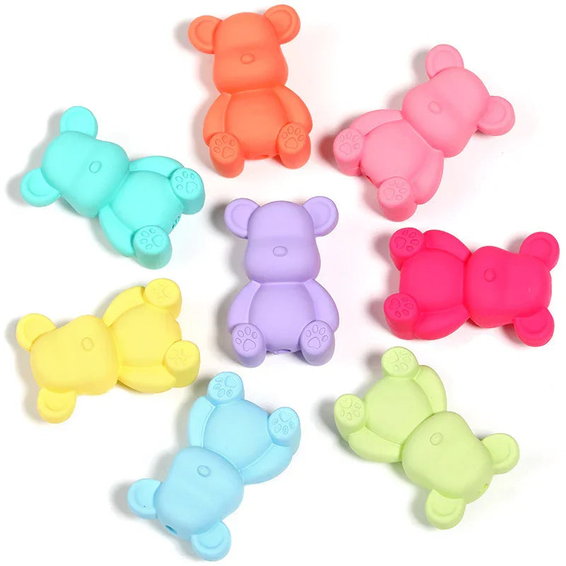 UV plated cartoon bear colored violent bear acrylic vertical hole | Acrylic Bead for DIY Bracelet Keychain Jewelry Making