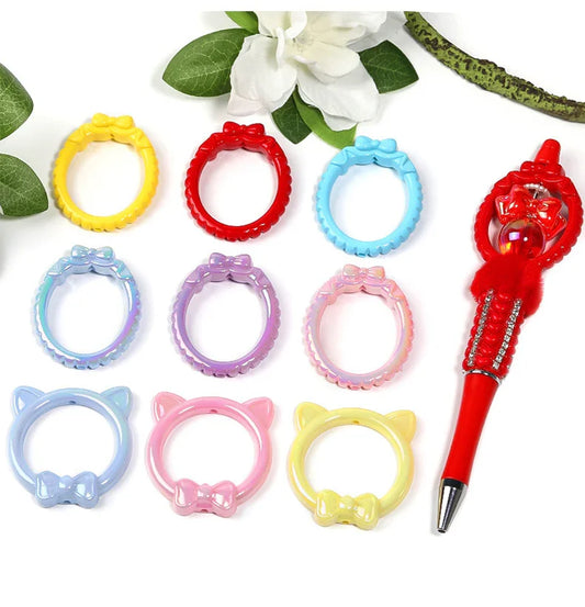 Color paint acrylic cat ear bow straight hole beads random color