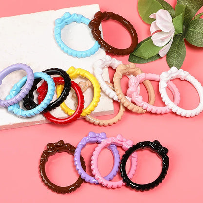 Color paint acrylic cat ear bow straight hole beads random color