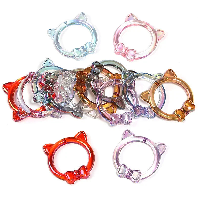 Color paint acrylic cat ear bow straight hole beads random color