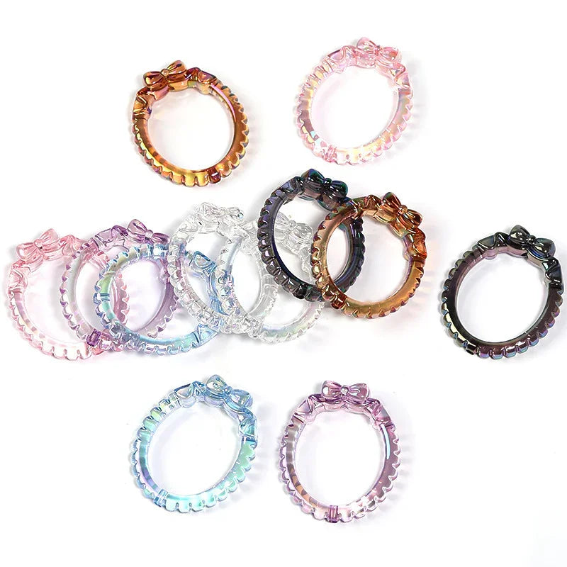 Color paint acrylic cat ear bow straight hole beads random color