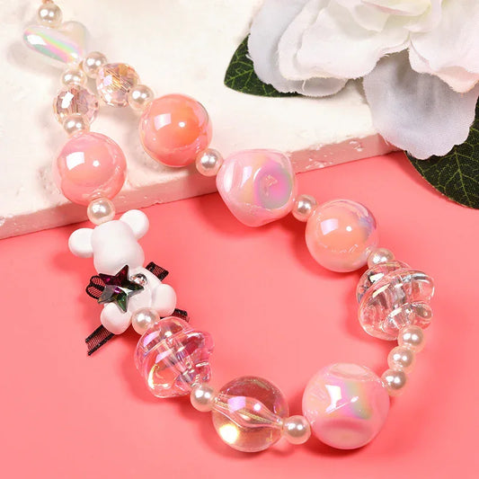 Cartoon Bear Vertical Hole Acrylic Beads