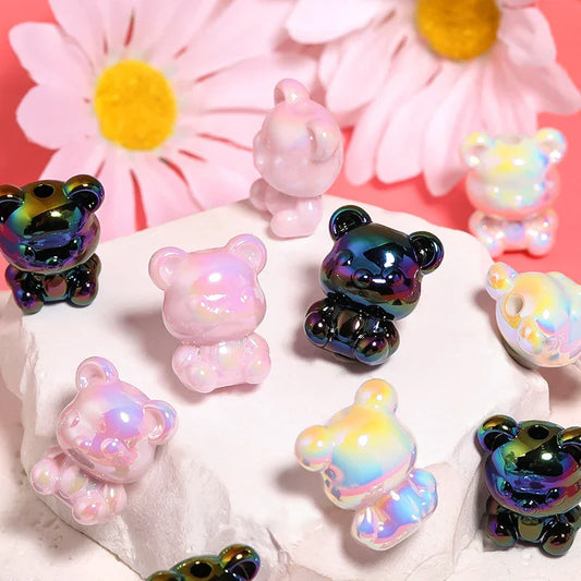UV Color Plated Mini Acrylic Color Plated Bear Beads