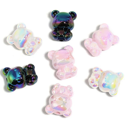 UV Color Plated Mini Acrylic Color Plated Bear Beads