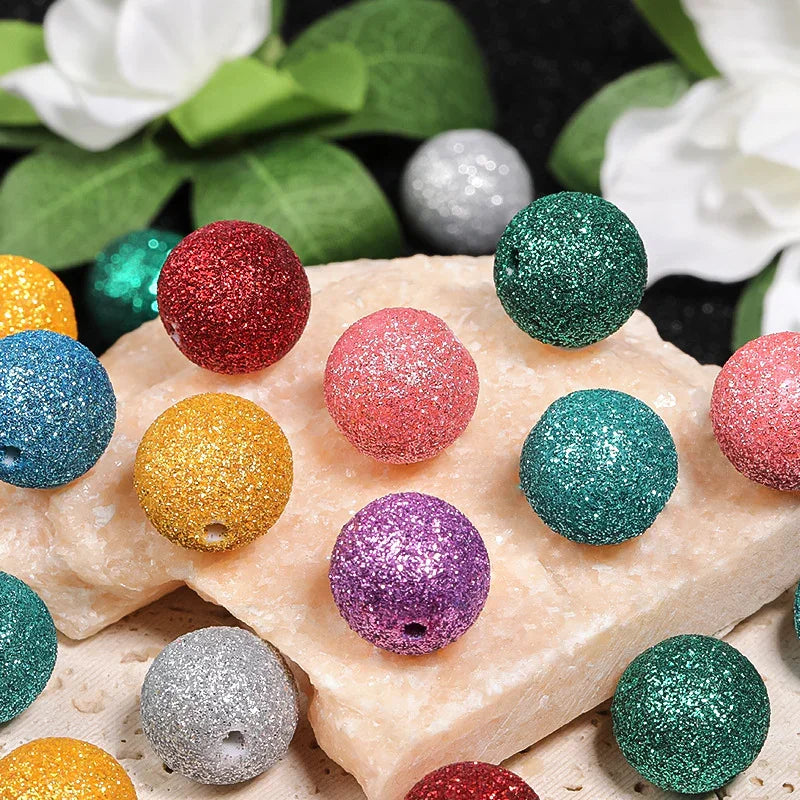 Colorful stars laser glitter beads 16mm acrylic round beads random | Acrylic Bead for DIY Bracelet Keychain Jewelry Making