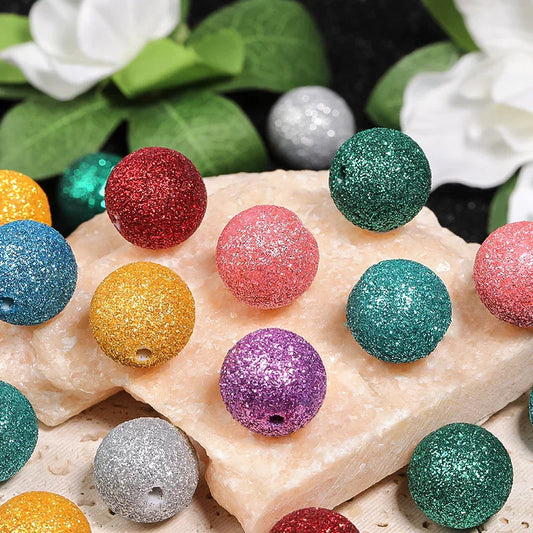 Colorful stars laser glitter beads 16mm acrylic round beads random color mixing