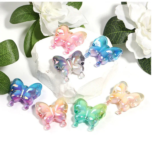 Acrylic gradient butterfly two-color hot air balloon straight hole beads