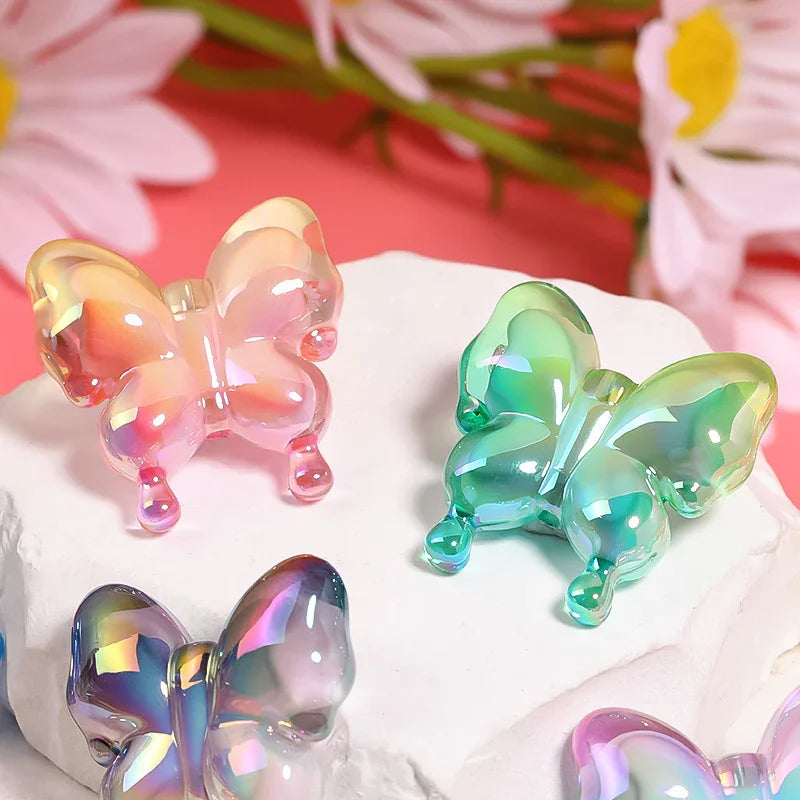 Acrylic gradient butterfly two-color hot air balloon straight hole beads