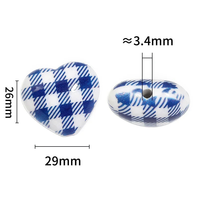 Retro plaid leopard love acrylic beads