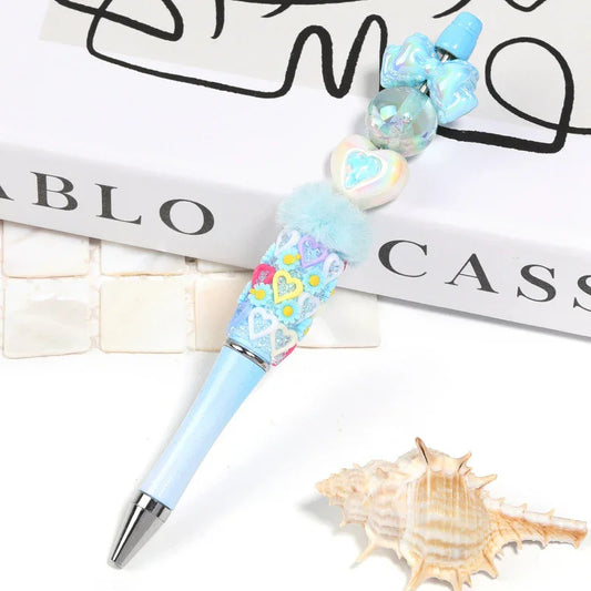 Rhinestone inlaid love beaded acrylic mabei heart beads