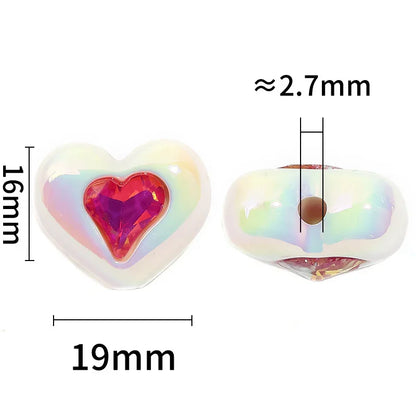 Rhinestone inlaid love beaded acrylic mabei heart beads
