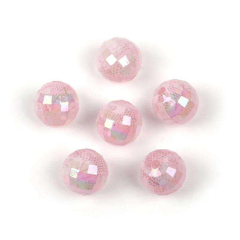16mm lace cut-off acrylic printed round beads