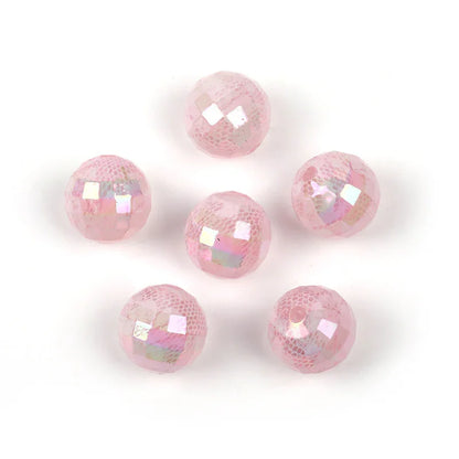 16mm lace cut-off acrylic printed round beads