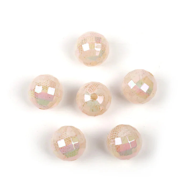 16mm lace cut-off acrylic printed round beads