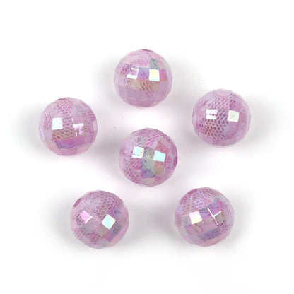 16mm lace cut-off acrylic printed round beads