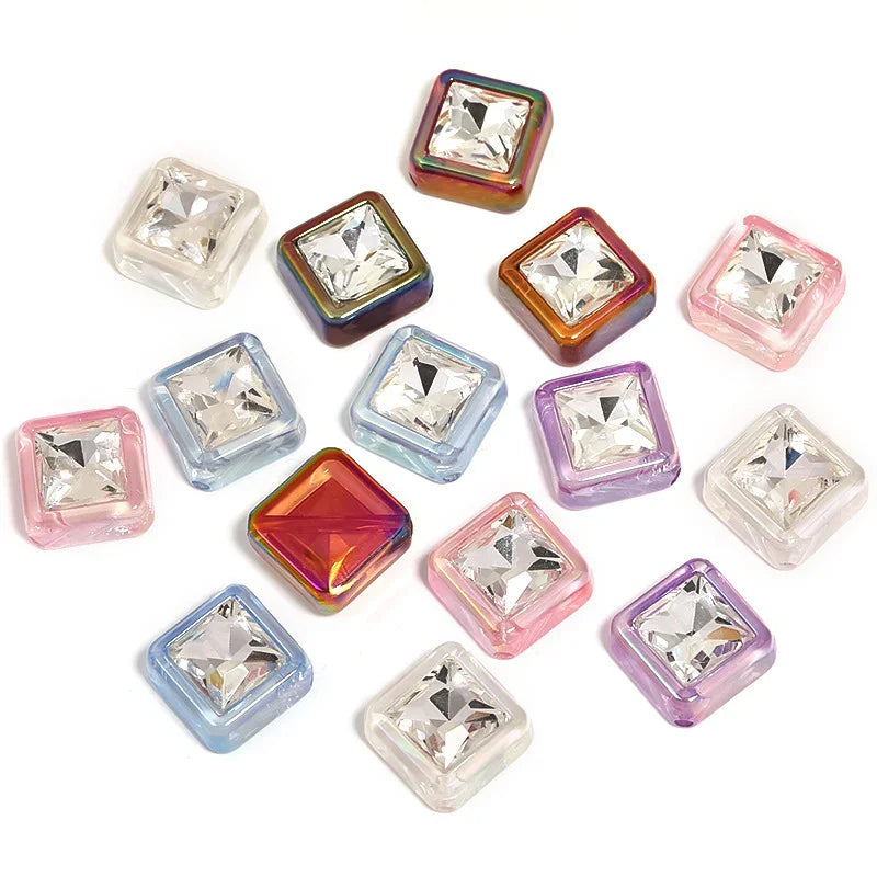 Acrylic Square Beaded UV Single-sided Diamond | DIY Sports Fan Bracelet & Keychain Craft Bead