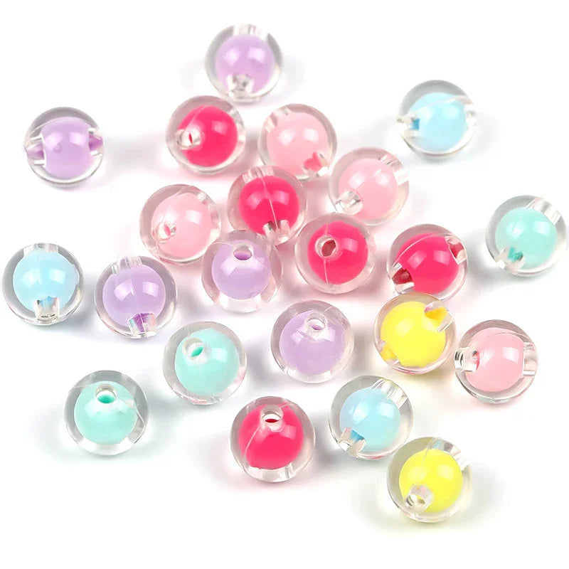 Transparent colored acrylic beads in beads round straight hole | Acrylic Bead for DIY Bracelet Keychain Jewelry Making