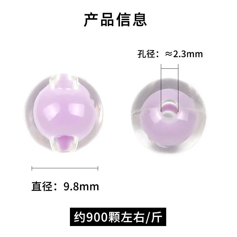 Transparent colored acrylic beads in beads round straight hole | Acrylic Bead for DIY Bracelet Keychain Jewelry Making