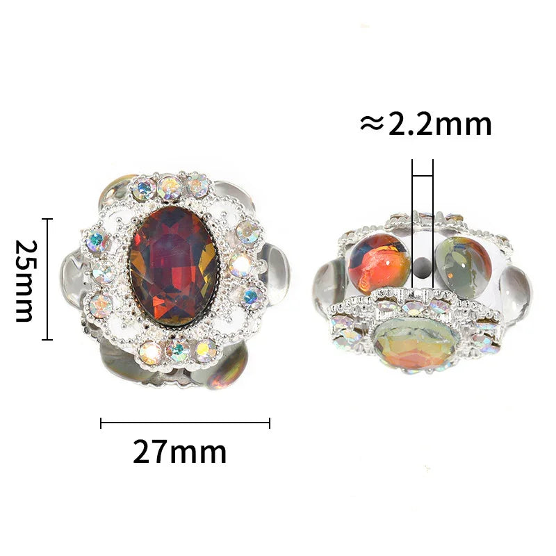 Double-sided Mocha Drill Oval Soft Clay Bead Drill Ball | Metal Rhinestone Bead for DIY Jewelry & Bracelet Craft