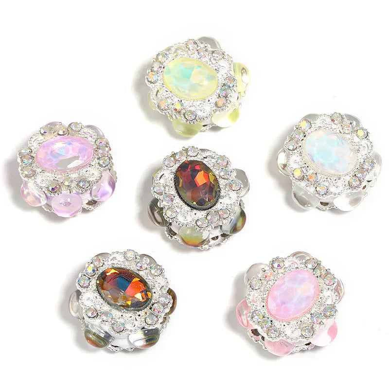 Double-sided Mocha Drill Oval Soft Clay Bead Drill Ball | Metal Rhinestone Bead for DIY Jewelry & Bracelet Craft