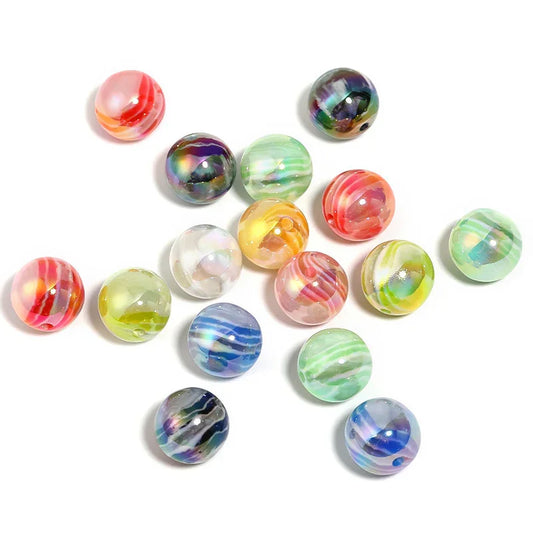 Imitation marble rock two-color striped acrylic beads 16mm