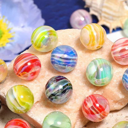 Imitation marble rock two-color striped acrylic beads 16mm