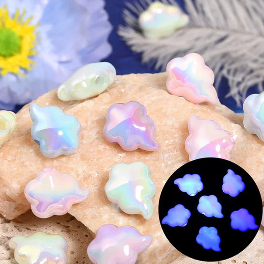 Luminous Cream Series Clouds Vertical Hole Acrylic Beads