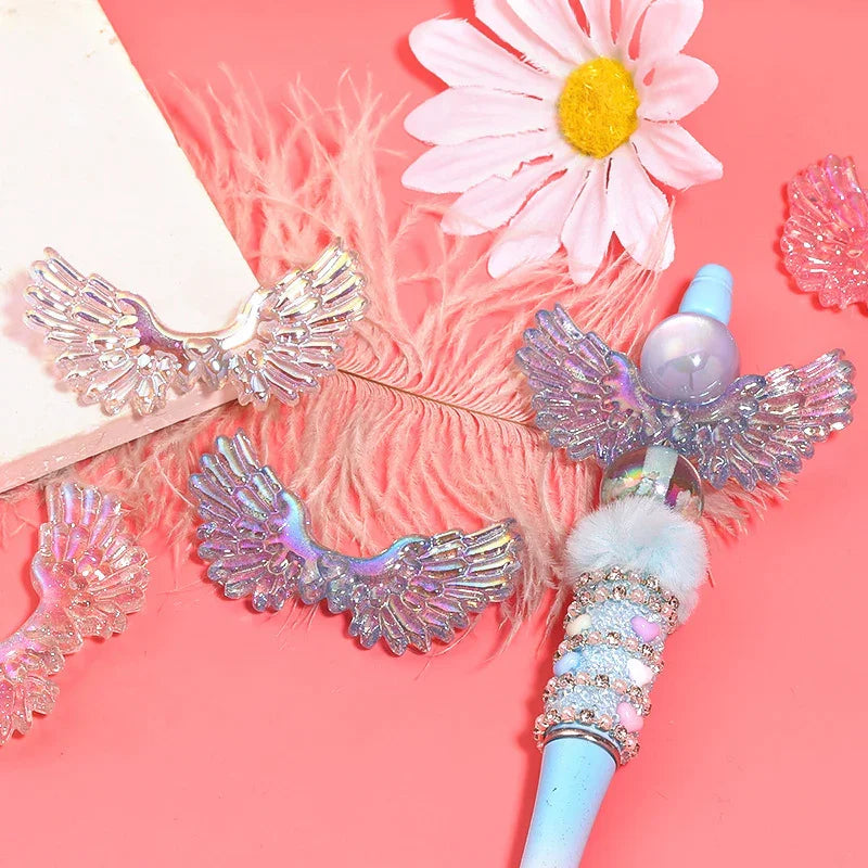 Luminous Resin Angel Wings Straight Beads | Acrylic Bead for DIY Bracelet Keychain Jewelry Making