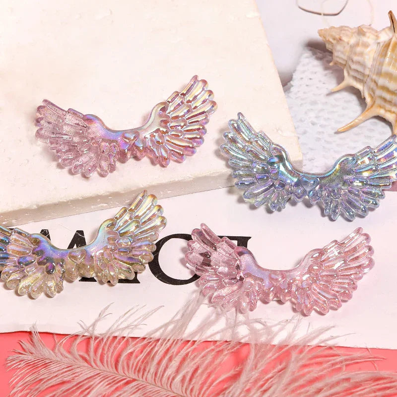 Luminous Resin Angel Wings Straight Beads | Acrylic Bead for DIY Bracelet Keychain Jewelry Making