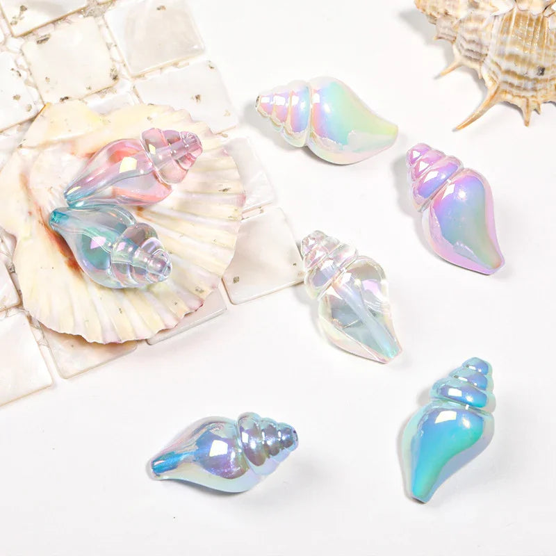Colorful two-color vignetting straight hole conch perforated acrylic | Acrylic Bead for DIY Bracelet Keychain Jewelry Making