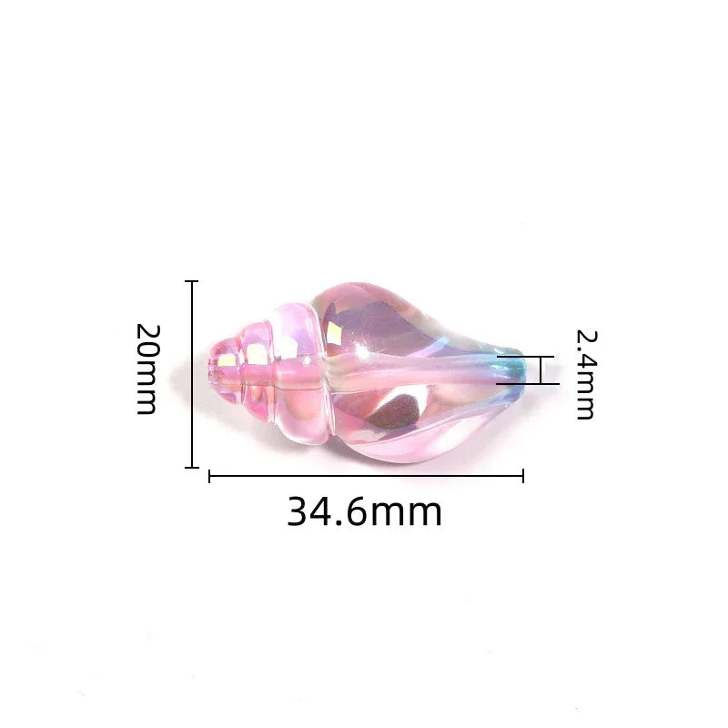 Colorful two-color vignetting straight hole conch perforated acrylic | Acrylic Bead for DIY Bracelet Keychain Jewelry Making