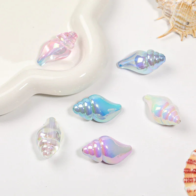 Colorful two-color vignetting straight hole conch perforated acrylic | Acrylic Bead for DIY Bracelet Keychain Jewelry Making