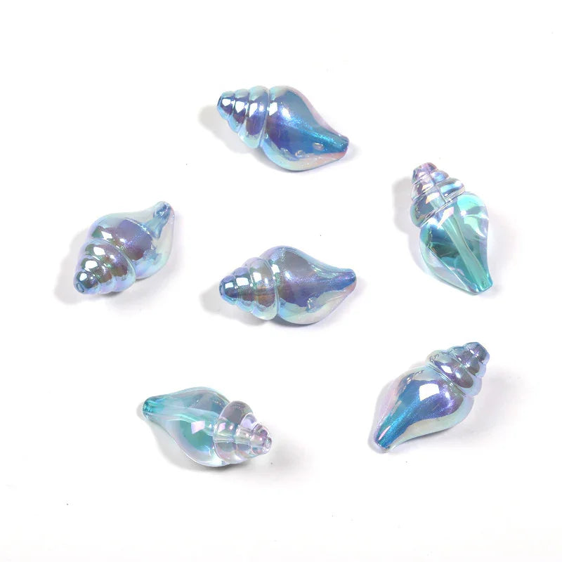 Colorful two-color vignetting straight hole conch perforated acrylic | Acrylic Bead for DIY Bracelet Keychain Jewelry Making