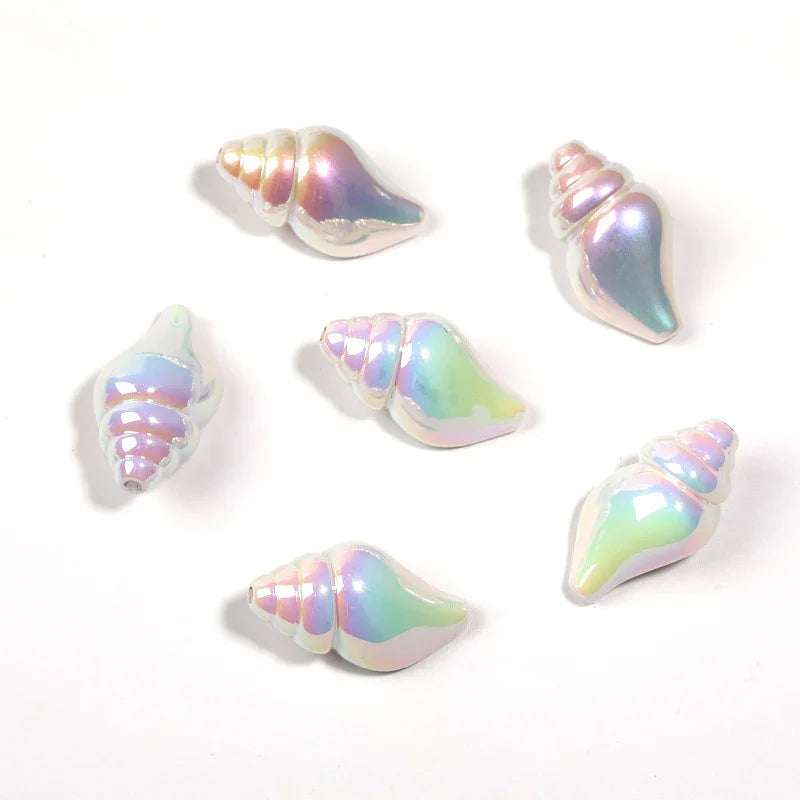 Colorful two-color vignetting straight hole conch perforated acrylic | Acrylic Bead for DIY Bracelet Keychain Jewelry Making