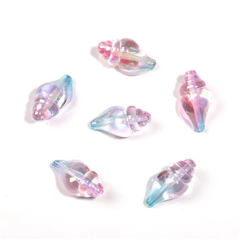 Colorful two-color vignetting straight hole conch perforated acrylic | Acrylic Bead for DIY Bracelet Keychain Jewelry Making