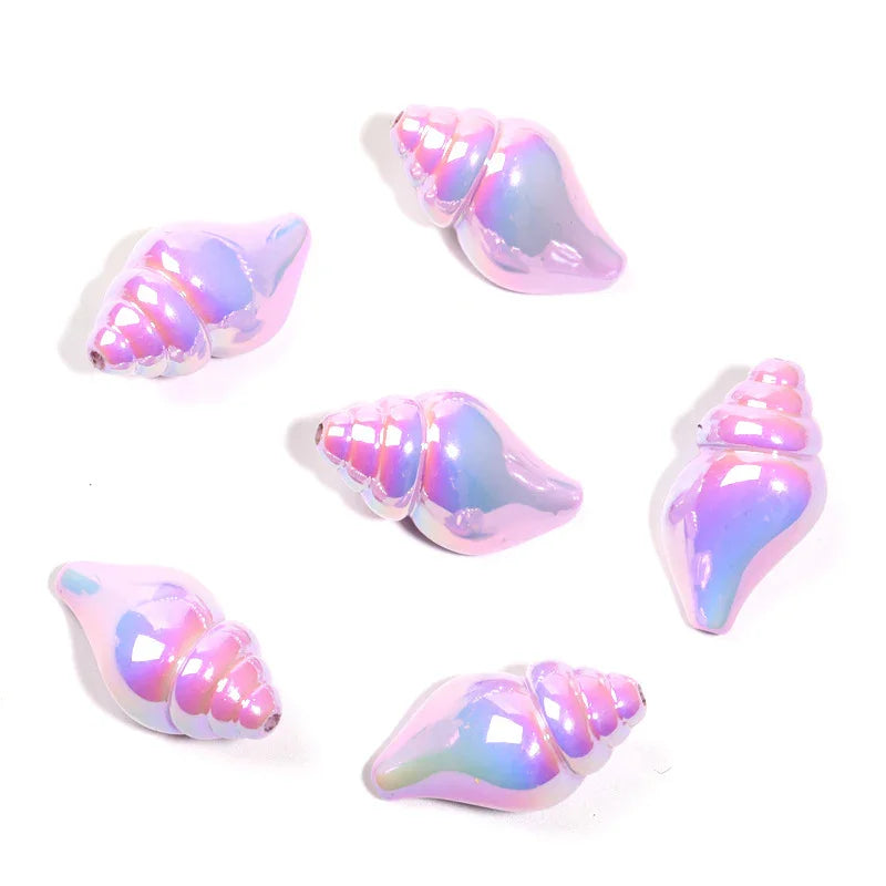 Colorful two-color vignetting straight hole conch perforated acrylic | Acrylic Bead for DIY Bracelet Keychain Jewelry Making
