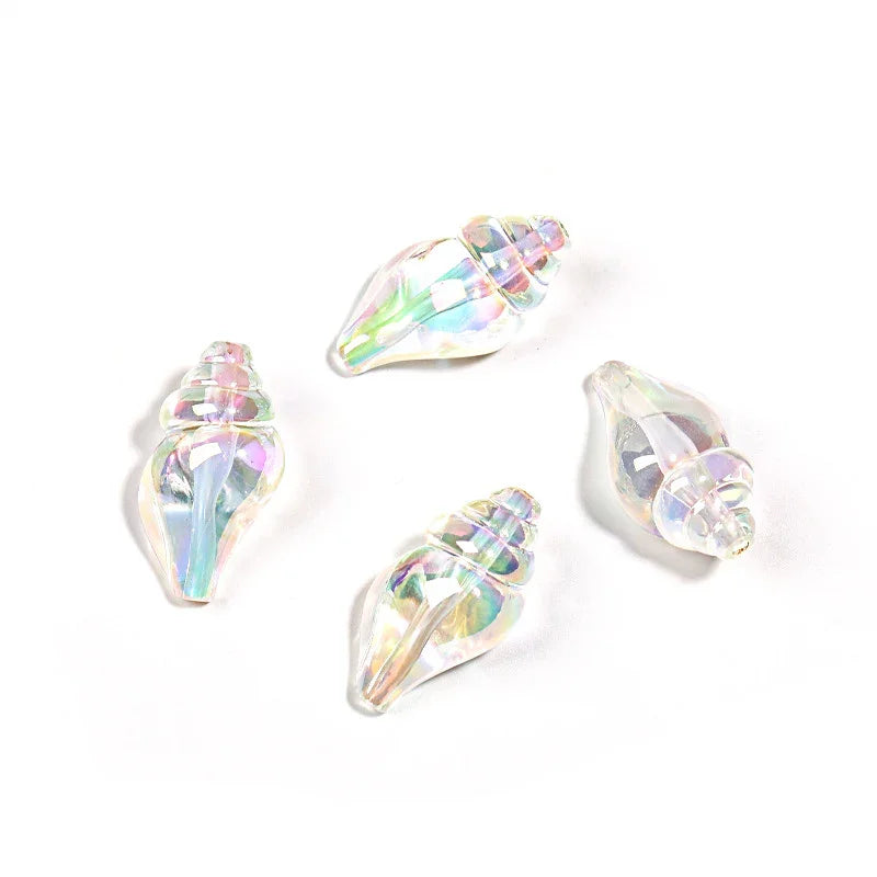 Colorful two-color vignetting straight hole conch perforated acrylic | Acrylic Bead for DIY Bracelet Keychain Jewelry Making
